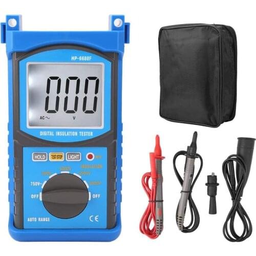 HOLDPEAK 6688F Digital Insulation Resistance Tester Measures Voltage And Insulation Resistance With Data Hold And Backlight
