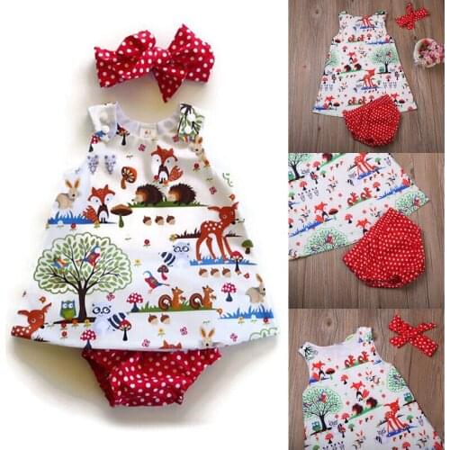 Newborn Toddler Baby Girls Clothes Dress+Pants Shorts+HeadbandS 3PCS Outfits Set Fashionable Newest Printing Floral