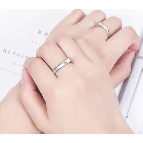 L93F Couple Wing Matching Rings for Women Men Open Adjustable Couple Friendship Stackable Ring Sets Simple Ring Jewelry