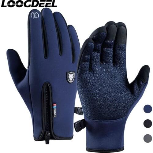 LOOGDEEL Winter Warm Snow Skiing Gloves Windproof Waterproof Touch Screen Sports Fleece Full Finger Movement Fitness Ski Gloves