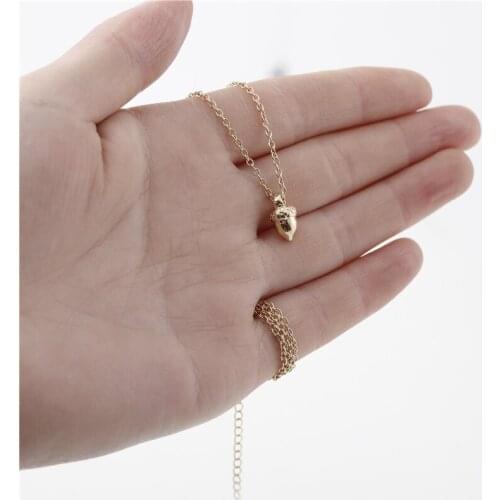 Cute Pinecone Necklace Tiny Acorn Necklace Minimal Dainty Pine Cone Necklace Small Squirrel Nut Necklaces for Lucky Gifts