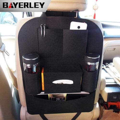 Multi-fuction Car Seat Storage Bag Fabric Back Seat Organizer Storage Pouch Auto Travel Hanger with Tissue Box Drinks Holder