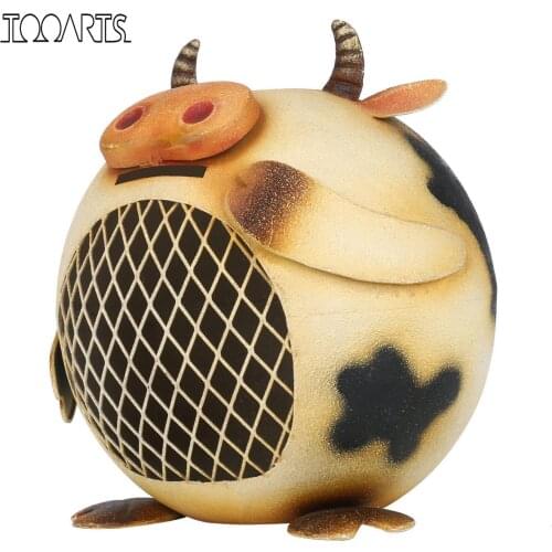 Tooarts Milk piggy bank Cow Coin Bank Animal Piggy Bank Iron Piggy Bank Room Ornament Friends and Family Gift
