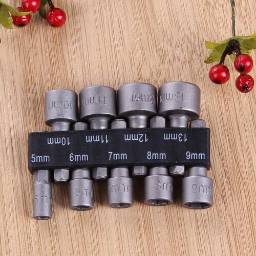 9pcs Nut Drivers 1/4 Inch Hex Shank CRV Screwdriver Socket Bit Power Tools Socket for Electric Screwdriver Handle Tools