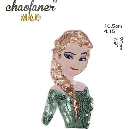 50pcs/Lot Embroidery Patches Letters Clothing Decoration Accessories Sequins Girl Snow Queen Diy Iron Heat Transfer Applique