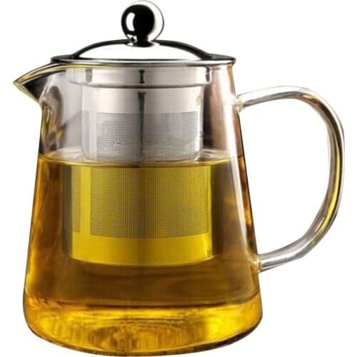 Non-Toxic Transparent Clear Borosilicate Glass Teapot Elegant Glass Tea Cup Teapot With Stainless Steel Infuser Strainer Newly