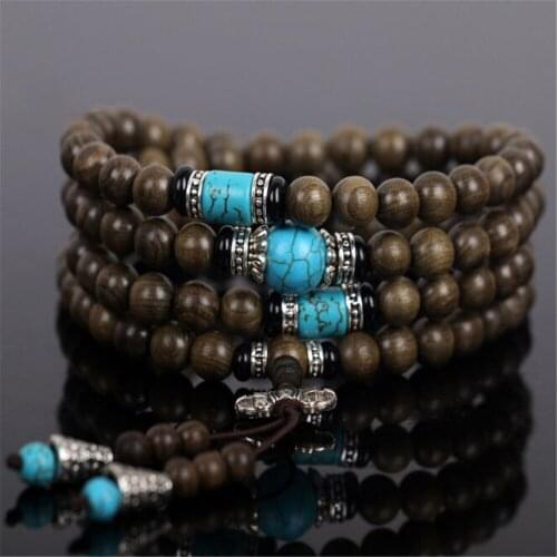 Wholesale Natural Cats Eye Golden Silk Wood Beads Bracelet 108 Mala Gloomy Golden Phoebe Buddhist Strand Bracelet Male Ornament