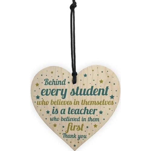 Teacher Gift Behind Every Student Is A Teacher Wooden Hanging Pendant Heart Plaque Decor Christmas Decorations
