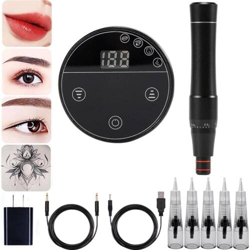 Professional Digital Tattoo Set Microneedles Permanent Makeup Rotary Machine PMU Tattoo Kits Derma Pen For Eyebrow Eyeliner Lip