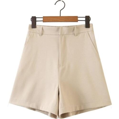 A Line Beige Shorts Loose High Waist Summer Shorts for Women Casual Mini Short Trousers Harajuku Pants with Pockets Shorts
