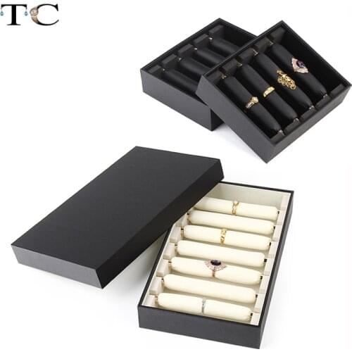 Jewelry Holder Rings Organizer Leather Ring Tray Jewellery Display Storage Box Case Stand