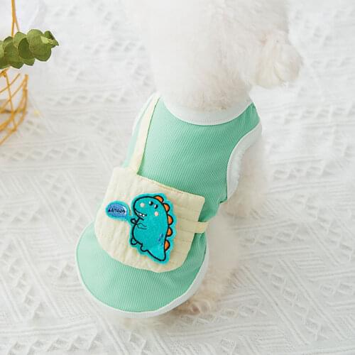 Dinosaur Vest Dog Clothes Cotton Dogs Clothing Pet Outfits Small Cute Spring Summer Yorkies Print White Boy Ropa Para Perro