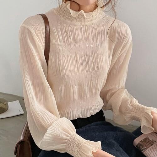 Autumn Women V-Neck Print Chiffon Blouse Shirt Tops Women Long Sleeve Blouse Women Blusas Mujer De Moda 2021 Blouses Femme B439