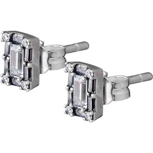 Luminous Ice Stud Earrings Clear CZ Fashion Female Earrings 2018 sterling silver Jewelry For Woman Stud Earrings