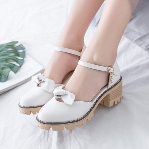 Big Size ladies high heels women shoes woman pumps Butterfly-tied single shoe woman with round head
