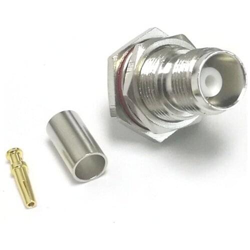 1PC TNC Female Jack bulkhead RF Coax Connector Crimp for RG58,RG142,RG400,LMR195 Straight Nickelplated NEW wholesale