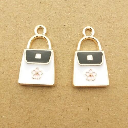 10pcs 13x21mm women handbag charms enamel charm for jewelry making fashion earring pendant fashion charms