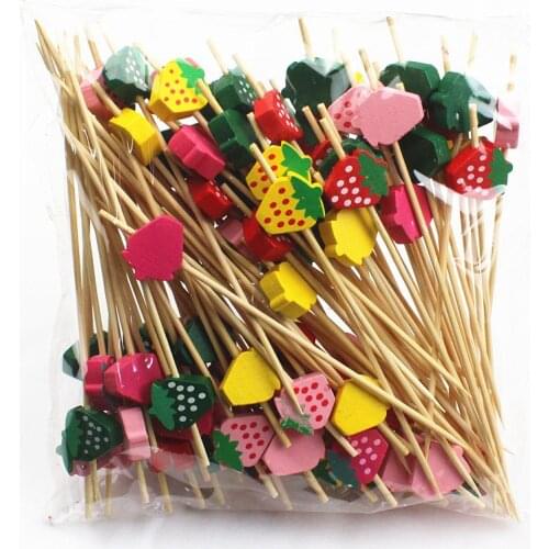 100pc Strawberry Food Picks Fruit Fork Sticjavascrks Buffet Cupcake Toppers Cocktail Forks Wedding Festival Decorations Birthday
