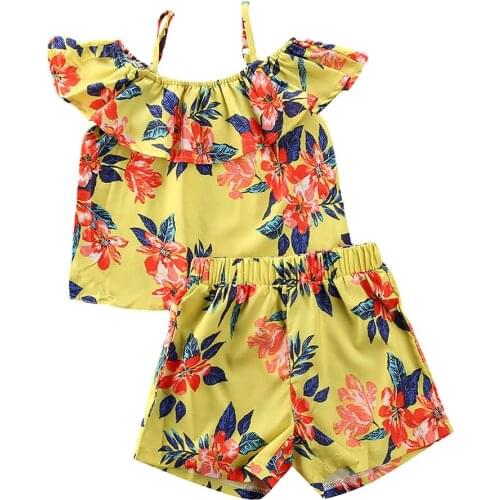 Girl Clothes 2020 Newborn Baby Girl Sleeveless Sunsuit Sleeveless Top + Shorts Pants 2pcs Clothes Set