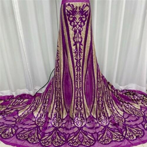 2021 African Sequins Lace Fabric French Embroidery Sequin Tulle Fabric African Lace Fabric For Wedding dress J17-75
