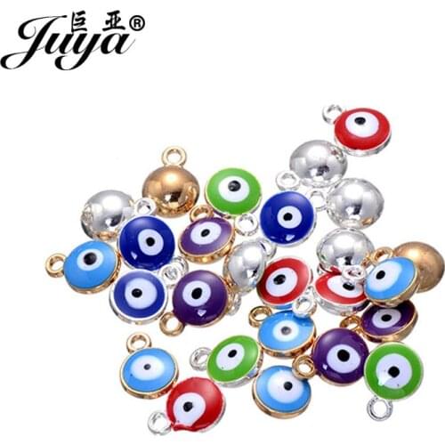 25pcs/lot 9mm Evil Eye Beads Metal Trendy Bangle Jewelry Accessories For Women Bracelet Necklace DIY Jewelry Making Findings