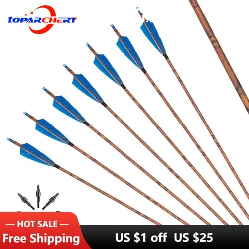 Toparchery 31inch Carbon Arrow Practice Hunting Arrows With Removable Tips For Compound & Recurve Bow(Pack of 12 And 6)
