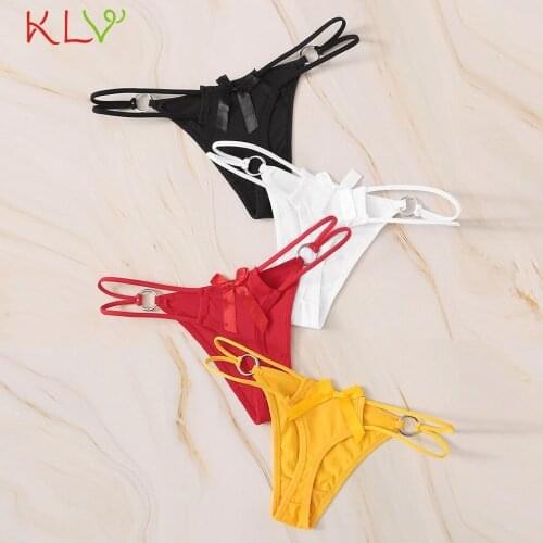 4PCS Panties Bow Tie G-string Female Underwear Women Sexy Lingerie Girl Underpants Ladies Casual Thong Solid Intimate Panty 19Dc