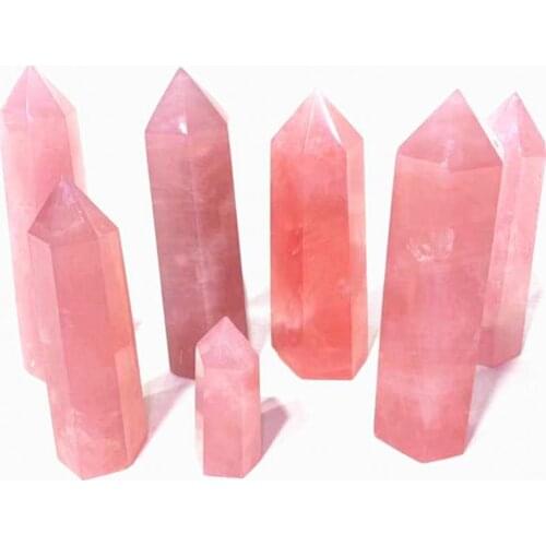 50% Hot Sale Rose Quartz Pillar Exquisite Fine Workmanship Compact Delicate Hand-made Faux Crystal Wand Decor for Household