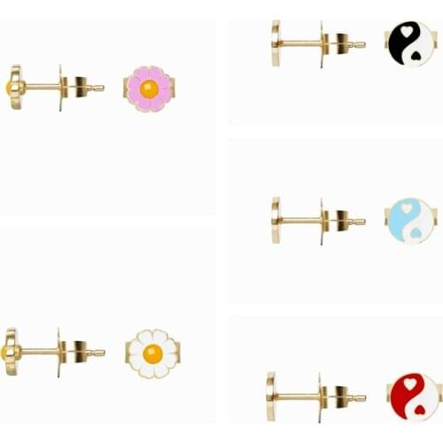 Aide 2021 Trend Pendientes Plata 925 Silver Stud Earrings for Women Earings Yin Yang Earring Dripping Oil Earrings Jewelry Gifts