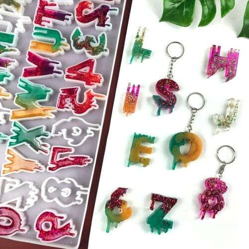 Alphabet Keychain Molds Halloween Resin Silicone Molds for Epoxy Resin with Hole Letter Molds Keychain Jewelry Pendant Making