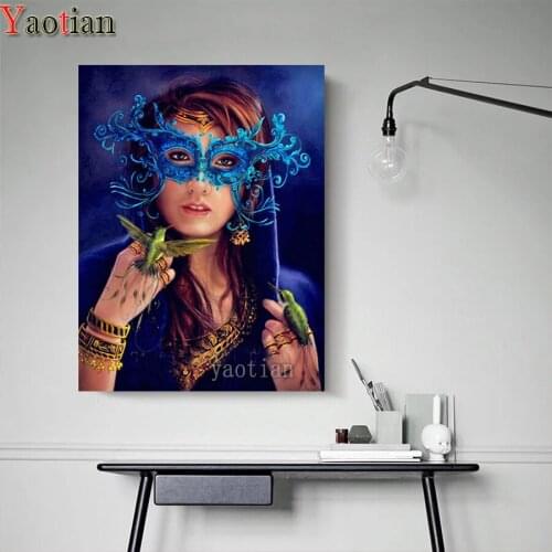 Full Square Round Drill Diamond Painting 5D Mask Beauty Hummingbird DIY Diamond Embroidery Mosaic Handmade Gift Decoration New