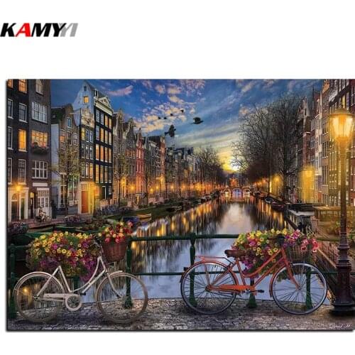 5D Diy diamond painting cross stitch Night Amsterdam Full Square Diamond embroidery Needlework Rhinestone Mosaic B621