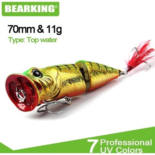 Bearking brand quality 1PCS popper Fishing Lure Laser Hard Artificial Bait 3D Eyes 70mm 11.5g Fishing Wobblers Crankbait Minnows