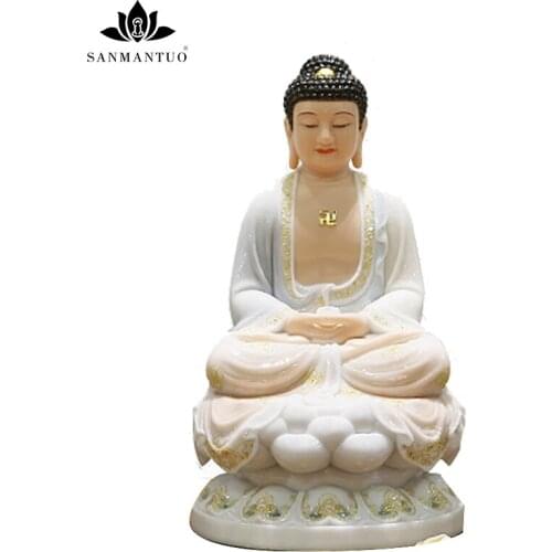 Bbuddhist supplies White jade Buddha statue jade handicraft home decoration Jizo Bodhisattva home decoration