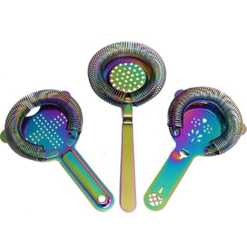 Colorful Hawthorn Cocktail Strainer Stainless Steel Cocktail Bar Strainer Professional Bar Bartender Tool