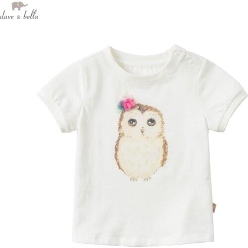 DB17466 dave bella summer baby girls cute cartoon T-shirt children tops girl kids fashion tees