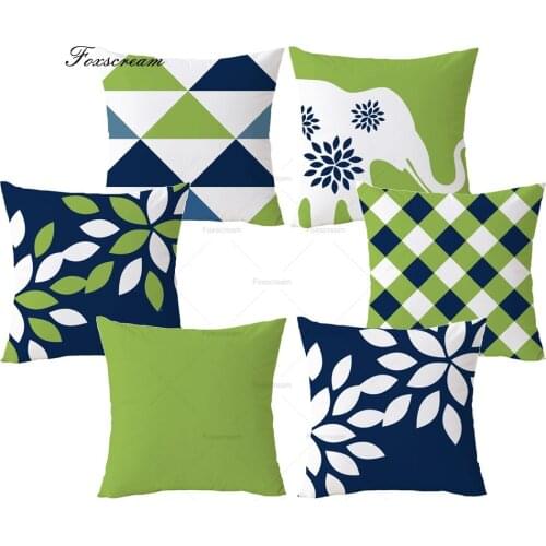 Nordic decorative pillows Blue Green Cushion Cover Home Decor Geometric throw pillows velvet pillowcase for sofa 45x45cm