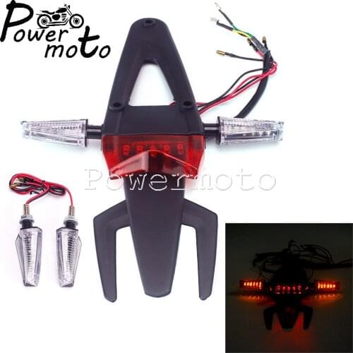 For Off-road Dirt Bike Custom Motorcycle Red Brake Light Taillight Rear Fender Enduro Stop Tail Light Amber Turn Signal Light