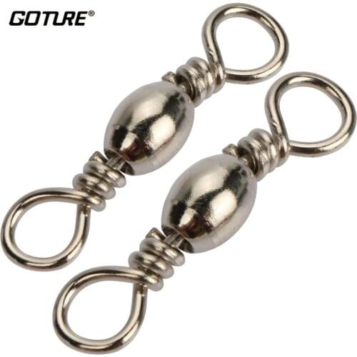 Goture 200pcs/lot Fishing Swivel Rolling Barrel Swivels Stainless Steel Sea Fishing Hook Connector Size 10, 8, 6, 4, 2, 1/0
