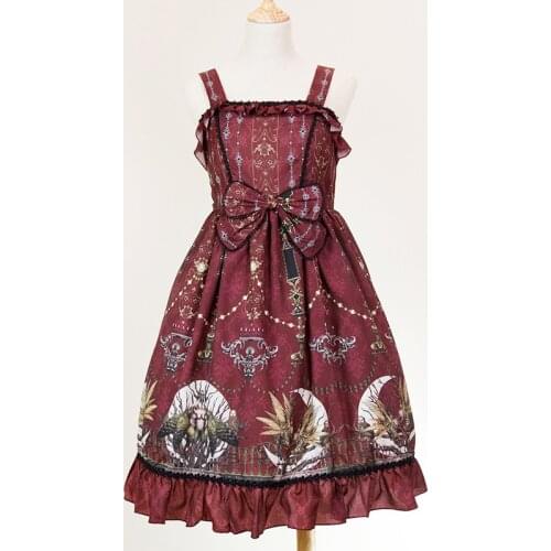 Kawaii JSK Lolita Dress Sweet Lolita Princess Sling Sleeveless Skirt Japanese Original Vintage Print