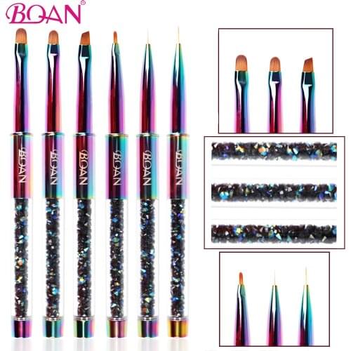 BQAN 1 Pcs Colorful UV Gel Nail Art Brush Line Flowers Painting Brushes Crystal Acrylic Drawing Liner Pen Manicure Tools