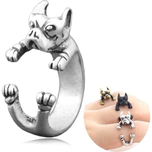 Retro Hippie Brass Knuckle American Bully Anel Ring Boho Dog Anillos Couple Rings For Women Men Jewelry Best Friends Gift Punk
