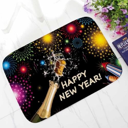 Printed Home Decor Mats Modern New Year Living Room Sofa Kitchen Floor Mat Washable Anti Slip Welcome Entrance Indoor Doormat