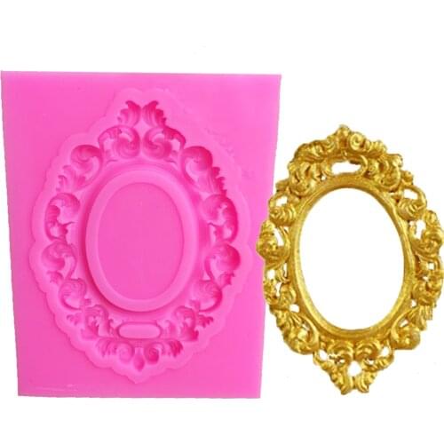 Lace pattern Picture frame silicone mold fondant mold cake decorating tools Mirror chocolate gumpaste mold T1072