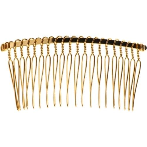 Fashion Woman Hair Accessories DIY Blank Metal Hair Clips Wedding Veil Side Comb 20 Teeth Bridal 8cmx3.8cm Gold White Black