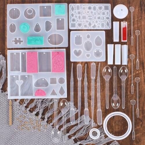 77Pcs Pendant Bracelet Casting Tools Set Silicone Mold Screw Eye Pins Twist Drill Stirrer Dropper Spoon DIY Necklace Ring Making