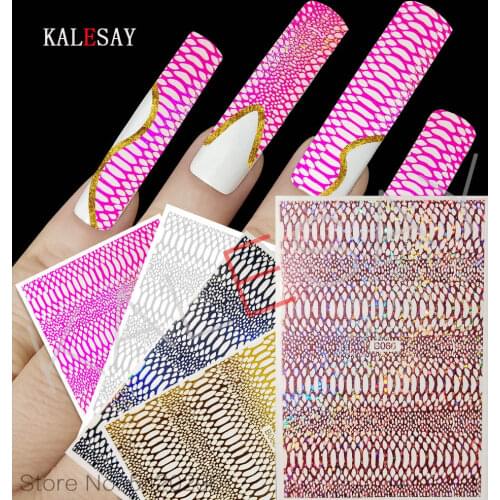 New 3D Bohemia Self-Adhesive Neon Curve Serpentine Letter Stripe Nails Stickers Acrylic Decorations Manicure Design