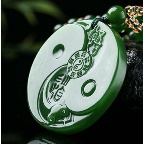 Natural Green Jade Pendant Hand-Carved Jadeite Pendants Fashion Necklace Men Women Charm Jewelry with Chain