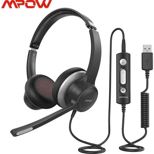 Mpow HC6 USB Wired Headset/ 3.5mm Computer Headset with Microphone In-line Control Headphone For Call Center Skype PC Cellphone