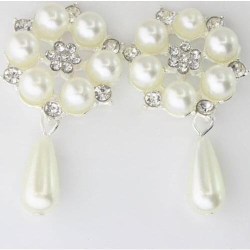 Pendant Shape Flatback Pearl Rhinestone Button Metal Zinc Alloy Washable Sewing Buttons for Women Jean Decoration 10pc pack